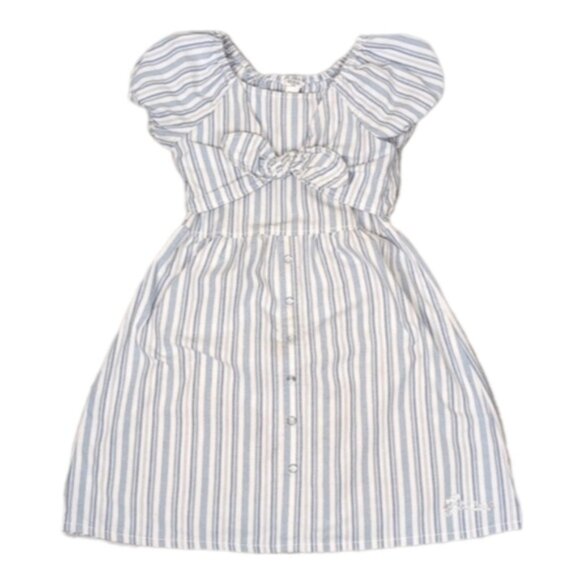 Guess Tie Front Striped Dress Rhinestone Logo Jewel Buttoned Spring Summer - Picture 1 of 11